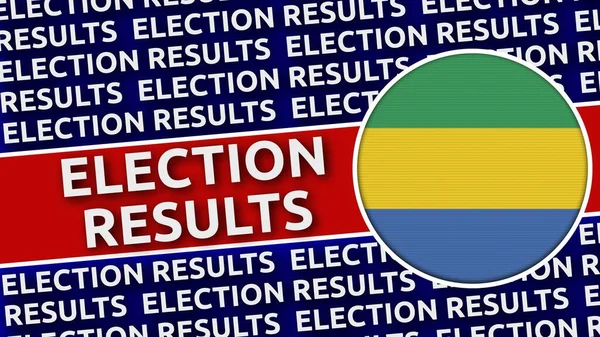 Gabon Circular Flag Tytułami Wyników Wyborów Ilustracja — Zdjęcie stockowe