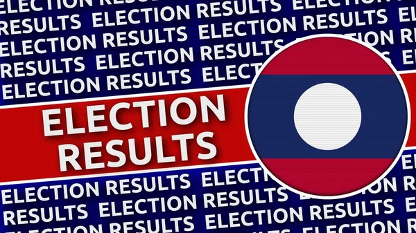 Laos Circular Flag with Election Results Titles - 3D Illustration