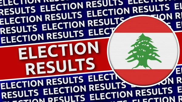 Lebanon Circular Flag Election Results Titles Illustration — Stock Photo, Image