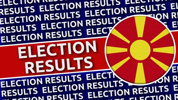 马其顿附有选举结果标题的通告旗 3D解说 — 图库照片