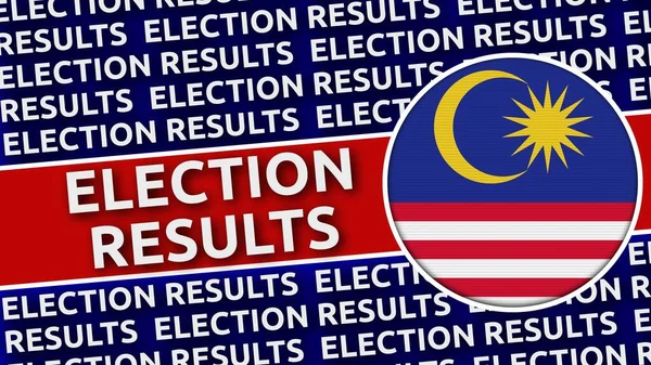 Malaysia Circular Flag with Election Results Titles - 3D Illustration