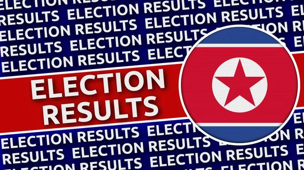 附有选举结果标题的北朝鲜通告旗 3D解说 — 图库照片