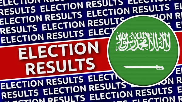 Bandeira Circular Arábia Saudita Com Resultados Eleitorais Títulos Ilustração — Fotografia de Stock