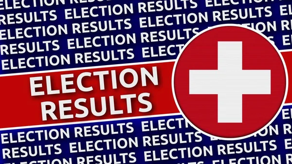 Svizzera Bandiera Circolare Con Risultati Delle Elezioni Titoli Illustrazione — Foto Stock