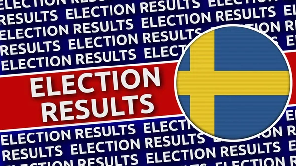 瑞典附有选举结果标题的通告旗 3D解说 — 图库照片