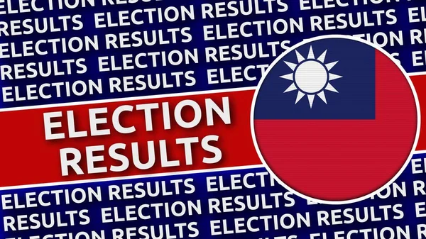 Taiwan Bandiera Circolare Con Risultati Delle Elezioni Titoli Illustrazione — Foto Stock