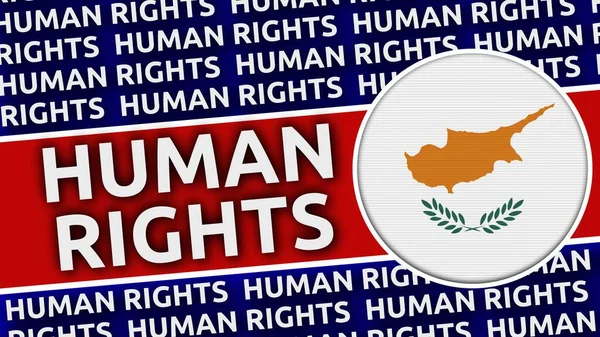 Cypern Cirkulär Flagga Med Mänskliga Rättigheter Titlar Illustration — Stockfoto
