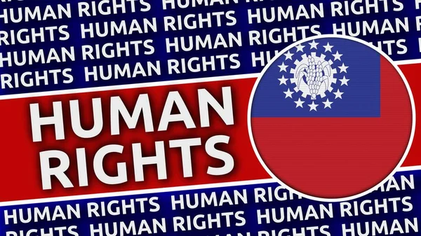 Міанмар Бірма Круглий Прапор Правами Людини Ілюстрація — стокове фото