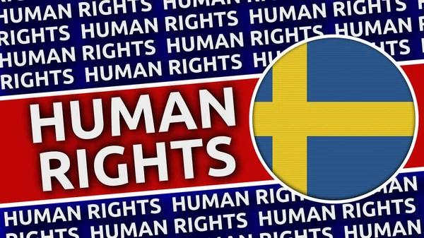 Κυκλική Σημαία Σουηδίας Τίτλους Ανθρωπίνων Δικαιωμάτων Εικονογράφηση — Φωτογραφία Αρχείου