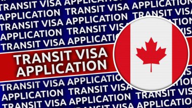 Transit Vize Başlıklı Kanada Dairesel Bayrağı - 3B Görüntü