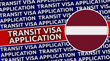 Transit Vize Başlıklı Letonya Dairesel Bayrağı - 3B Görüntü