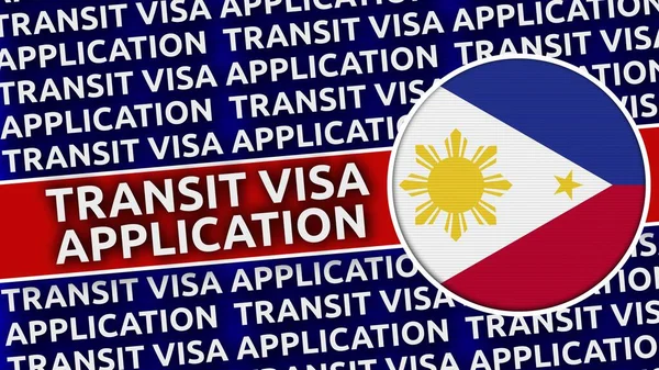Filipina Circular Flag Transit Visa Application Titles Illustration — Stok Foto