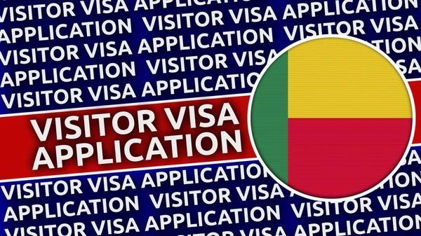 Benin Circular Flag Visitor Visa Application Titles Illustration — 스톡 사진