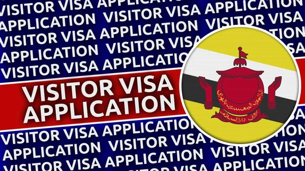 Brunejský Kruhový Praporek Tituly Visitor Visa Application Ilustrace — Stock fotografie