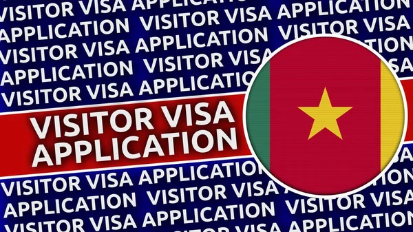 Kamerun Circular Flag Visitor Visa Application Titles Illustration — Stock fotografie