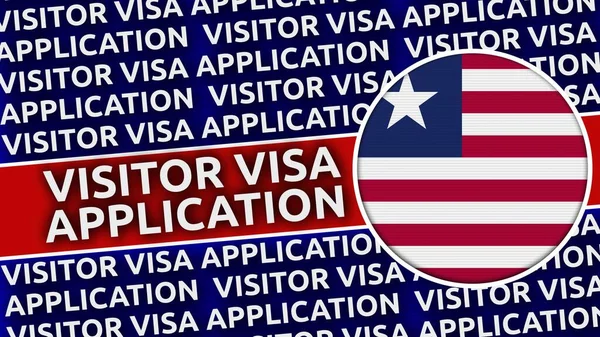 Liberia Circulaire Vlag Met Visitor Visa Application Titles Illustratie — Stockfoto