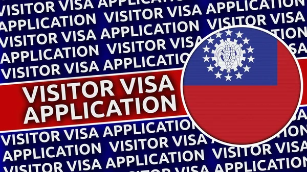 Myanmar Birma Circulaire Vlag Met Visitor Visa Application Titles Illustration — Stockfoto