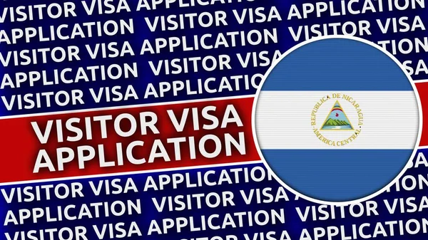 Nikaragua Circular Flag Visitor Visa Application Titles Illustration — Stock fotografie