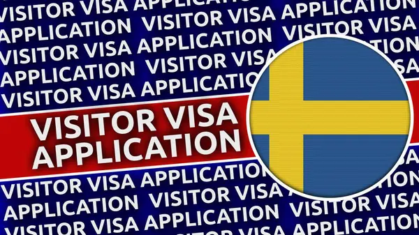 Sweden Circular Flag Visitor Visa Application Titles Illustration — Stockfoto