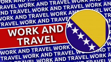Bosna-Hersek Çalışma ve Seyahat Başlıklarına Göre Çember Bayrak - 3D Görüntü
