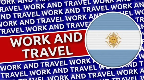 Bandera Circular Argentina Con Títulos Trabajo Viaje Ilustración —  Fotos de Stock
