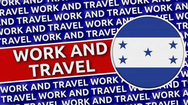 Çalışma ve Seyahat Başlıkları ile Honduras Dairesel Bayrağı - 3B Görüntü