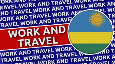 Çalışma ve Seyahat Başlıklarıyla Rwanda Dairesel Bayrağı - 3B Görüntü