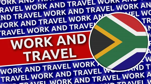 South Africa Circular Flag with Work and Travel Titles - 3D Illustration