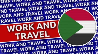 Çalışma ve Seyahat Başlıklarına sahip Sudan Dairesel Bayrağı - 3B Görüntü