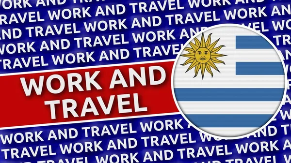 Bandera Circular Uruguay Con Títulos Trabajo Viajes Ilustración —  Fotos de Stock