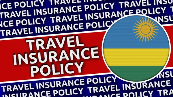 Круговой Флаг Руанды Заголовками Полисов Страхования Путешествий Иллюстрация — стоковое фото