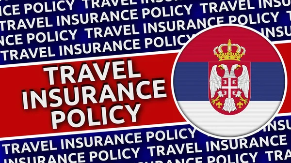 Srbská Kruhová Vlajka Titulky Cestovní Pojištění Ilustrace — Stock fotografie