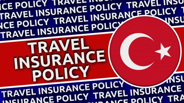 土耳其附有旅行保险单名称的通函旗 3D说明 — 图库照片