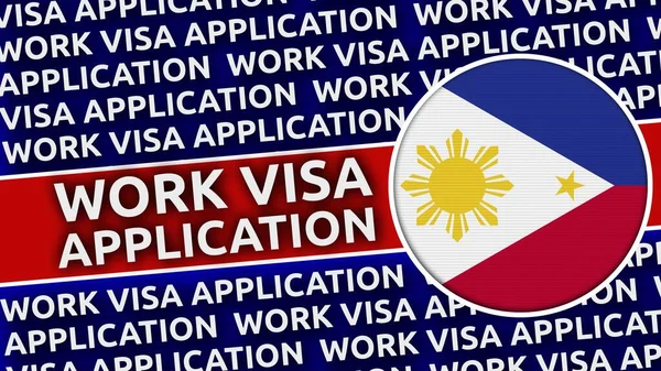 Filipina Circular Flag Work Visa Application Titles Illustration — Stok Foto