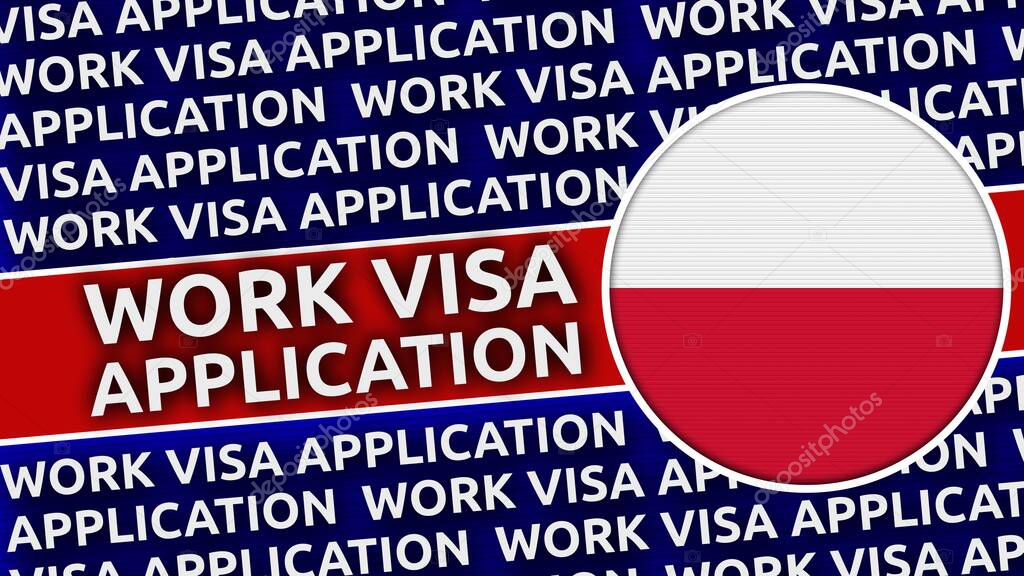 Poland Circular Flag with Work Visa Application Titles - 3D Illustration