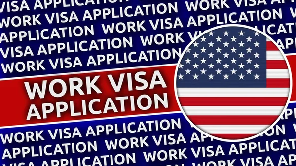 Ηνωμένες Πολιτείες Αμερικής Circular Flag Work Visa Application Titles Illustration — Φωτογραφία Αρχείου