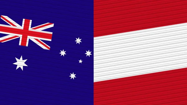 Австрія Австралія Two Half Flags Together Fabric Texture Illustration — стокове фото