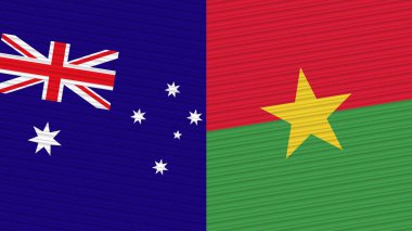 Burkina Faso ve Avustralya İki Yarım Bayrak Birlikte Kumaş Çizimi