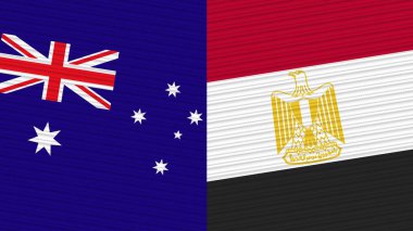 Mısır ve Avustralya İki Yarım Bayrak Birlikte Kumaş Doku İllüstrasyonu