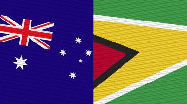 Guyana ve Avustralya İki Yarım Bayrak Birlikte Kumaş Doku İllüstrasyonu