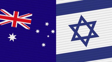 İsrail ve Avustralya Birlikte İki Yarım Bayrak Kumaş Resim