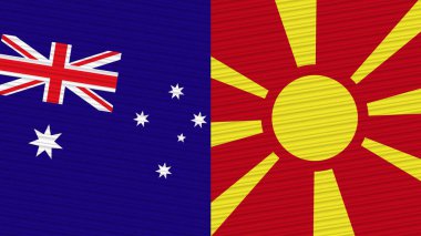 Makedonya ve Avustralya Birlikte İki Yarım Bayrak Kumaş Resim