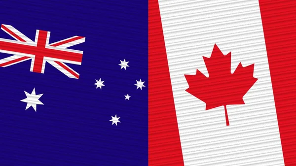 Canadá Australia Dos Medias Banderas Juntas Textura Tela Ilustración —  Fotos de Stock