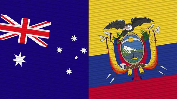 Ekvador Avustralya Yarım Bayrak Birlikte Kumaş Doku Çizimi — Stok fotoğraf