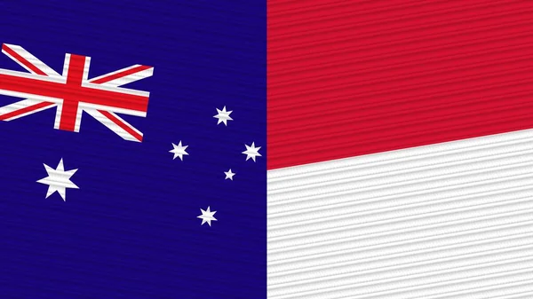 Monaco Und Australien Zwei Halbe Flaggen Zusammen Textur Illustration — Stockfoto