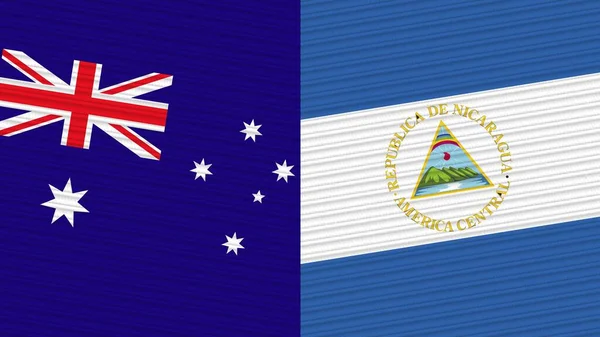 Нікарагуа Аустралія Дві Половини Прапорів Разом Ілюстрації Текстури Тканини — стокове фото