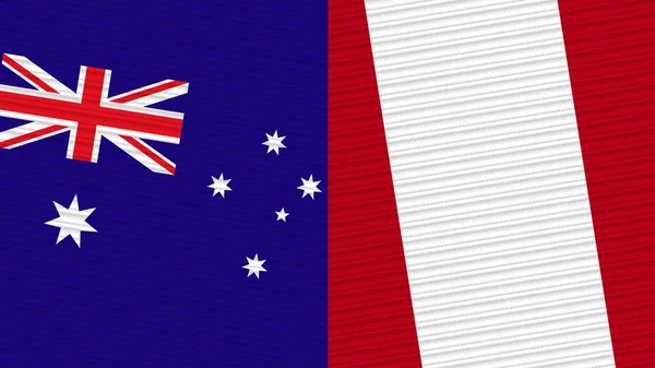 Peru Und Australien Zwei Halbe Flaggen Zusammen Textur Illustration — Stockfoto