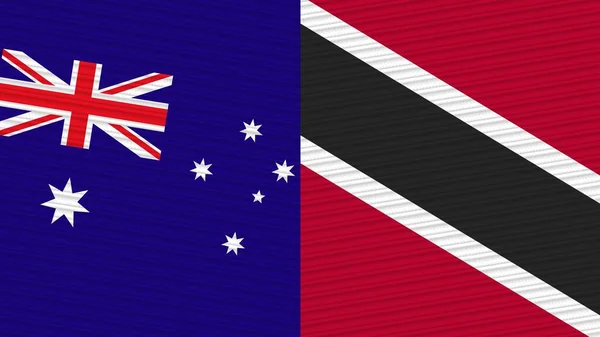 Trinidad Tobago Oraz Australia Dwie Półflagi Razem Tekstura Tkaniny Ilustracja — Zdjęcie stockowe