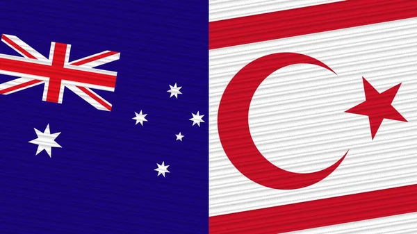 Török Köztársaság Észak Ciprus Ausztrália Két Fél Zászlók Együtt Szövet — Stock Fotó