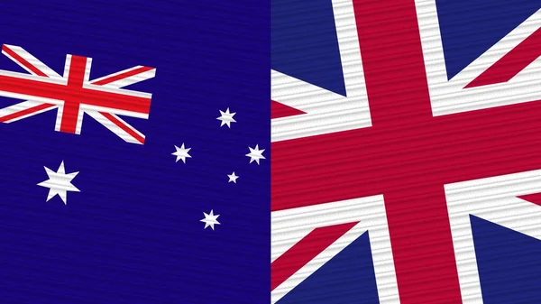 United Kingdom Australia Two Half Flags Together Fabric Texture Illustration — Stock fotografie